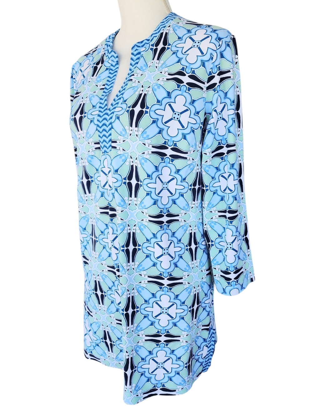 J Mclaughlin Blue Floral Geo Print Kids One-Piece - Picture 3 of 8